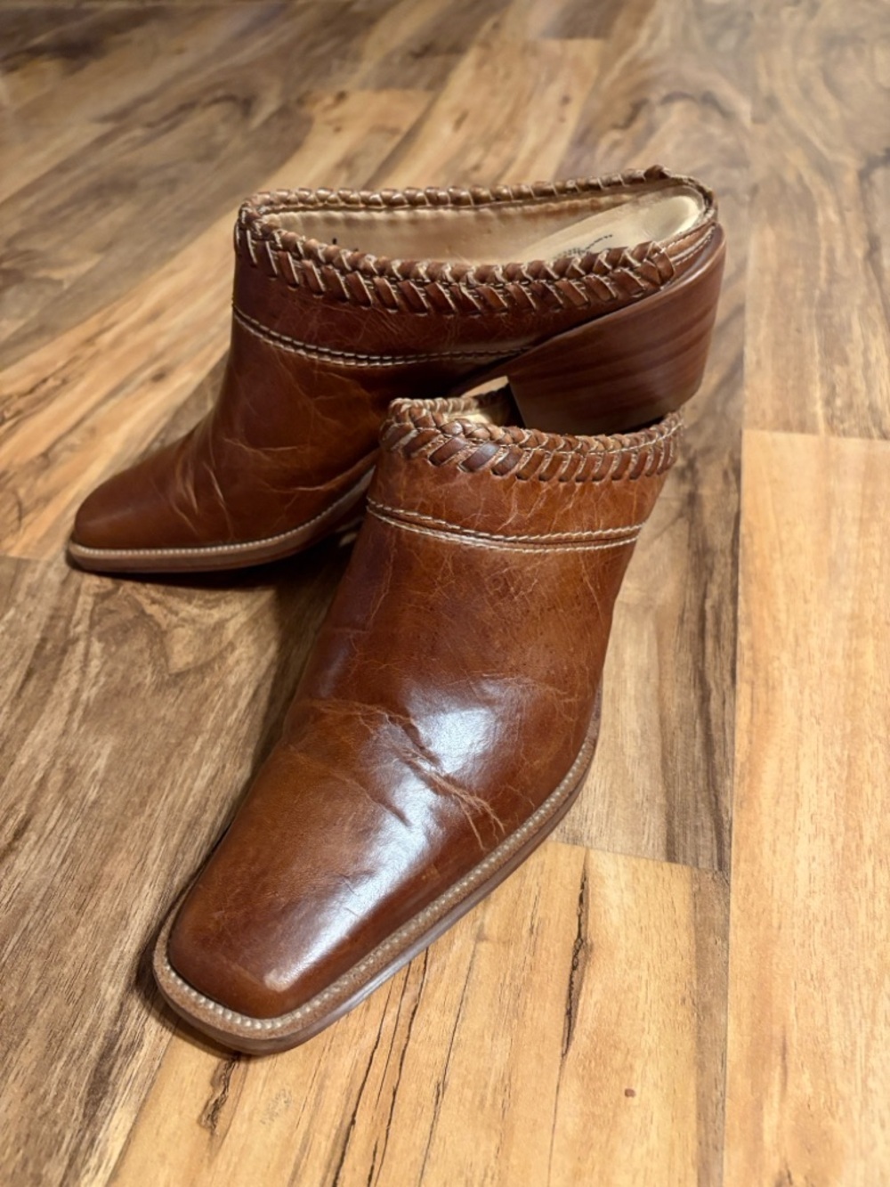 Charlie 1 Horse by Lucchese Brown Leather Western Mules Size 8.5B Brazil - Picture 6 of 12